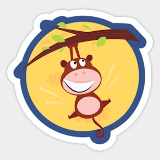 Cute Monkey hanging from Tree Sticker